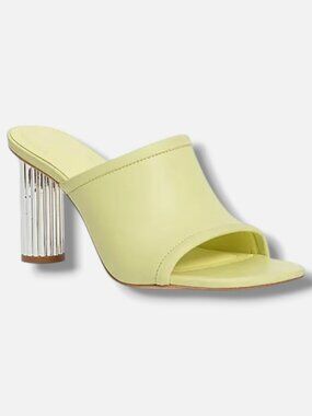 SIMKHAI Women's Green Winston 80MM Leather Mules Shoes Size EU:35 US:5